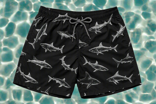 Man's 6.5" Sharks Design Swim Shorts